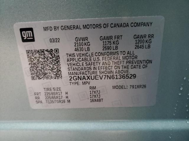 Photo 12 VIN: 2GNAXUEV7N6136529 - CHEVROLET EQUINOX LT 