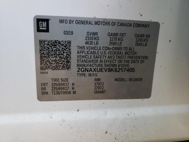 Photo 11 VIN: 2GNAXUEV8K6257405 - CHEVROLET EQUINOX LT 