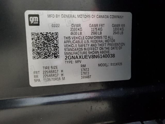 Photo 11 VIN: 2GNAXUEV8N6140038 - CHEVROLET EQUINOX 