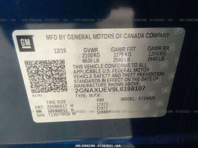 Photo 8 VIN: 2GNAXUEV9L6198107 - CHEVROLET EQUINOX 