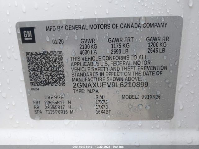 Photo 8 VIN: 2GNAXUEV9L6210899 - CHEVROLET EQUINOX 