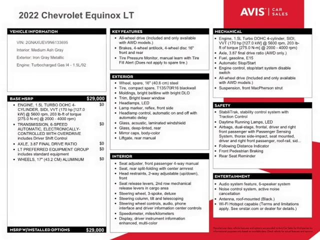 Photo 9 VIN: 2GNAXUEV9N6133695 - CHEVROLET EQUINOX LT 