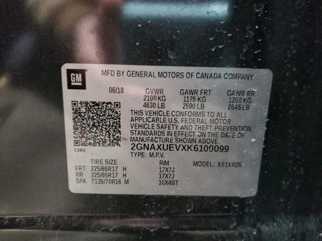 Photo 9 VIN: 2GNAXUEVXK6100099 - CHEVROLET EQUINOX LT 