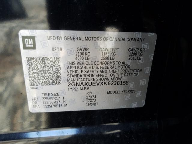 Photo 9 VIN: 2GNAXUEVXK6238158 - CHEVROLET EQUINOX LT 