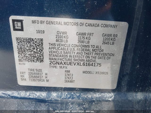 Photo 8 VIN: 2GNAXUEVXL6164175 - CHEVROLET EQUINOX 