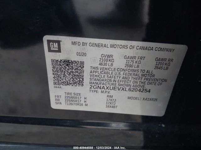 Photo 8 VIN: 2GNAXUEVXL6204254 - CHEVROLET EQUINOX 