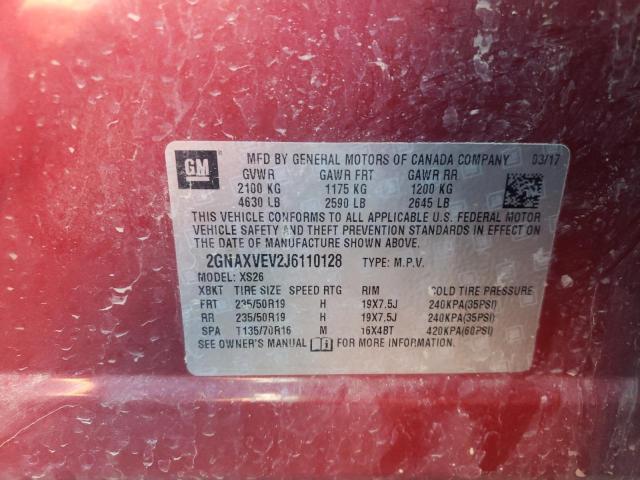 Photo 9 VIN: 2GNAXVEV2J6110128 - CHEVROLET EQUINOX PR 