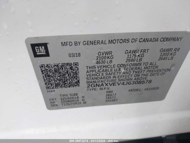 Photo 8 VIN: 2GNAXVEV4J6308578 - CHEVROLET EQUINOX 