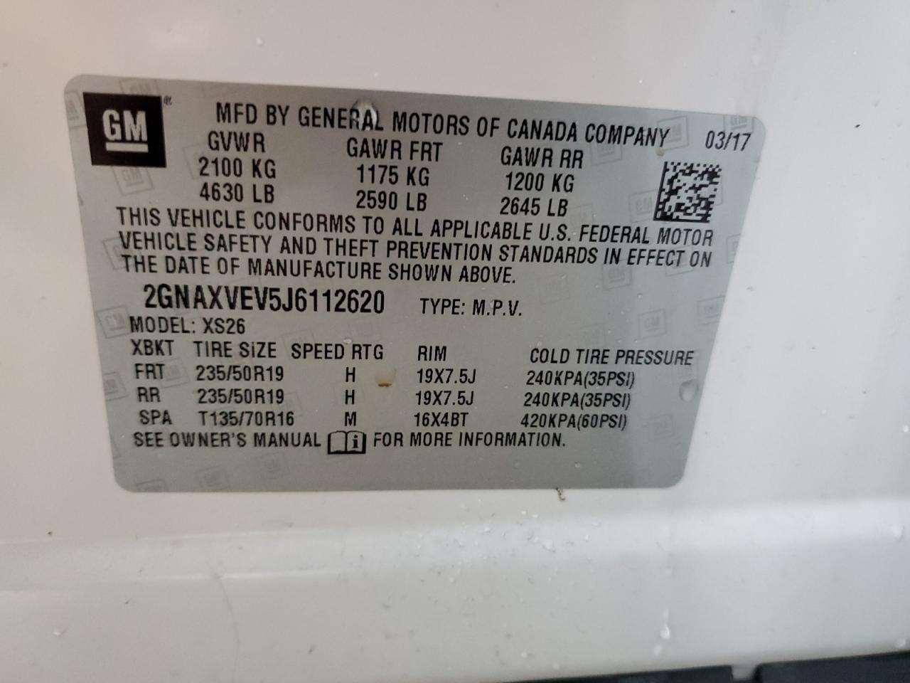 Photo 11 VIN: 2GNAXVEV5J6112620 - CHEVROLET EQUINOX 