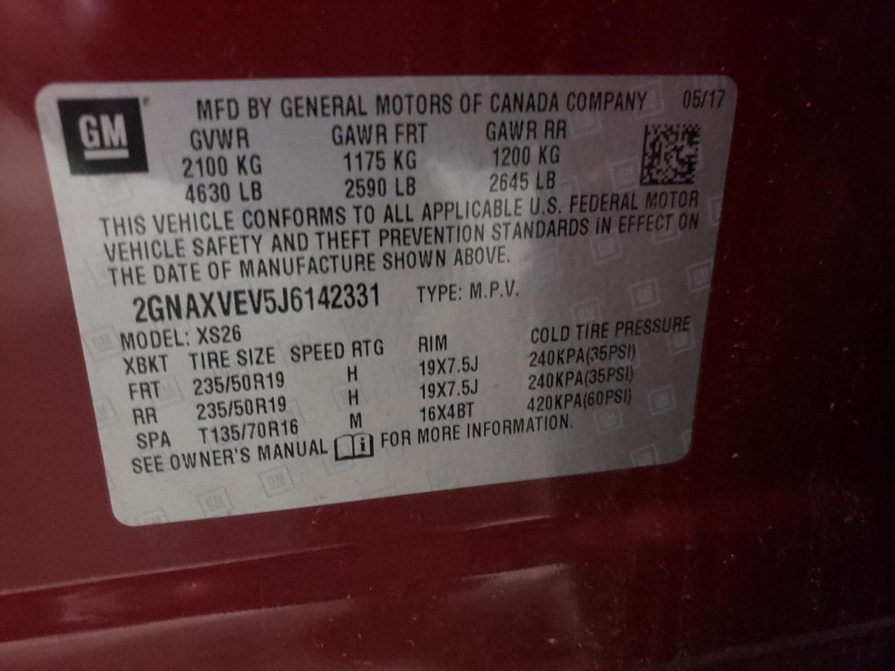 Photo 11 VIN: 2GNAXVEV5J6142331 - CHEVROLET EQUINOX 