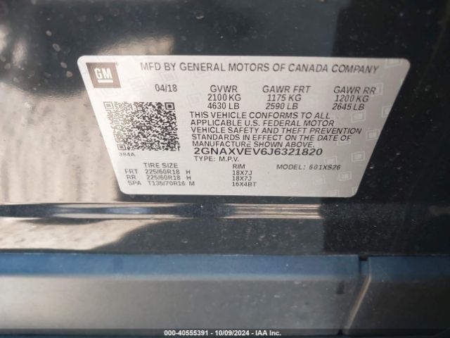 Photo 8 VIN: 2GNAXVEV6J6321820 - CHEVROLET EQUINOX 