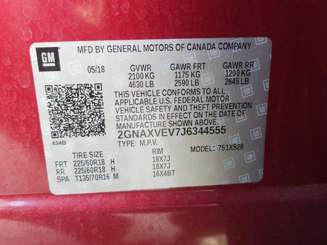 Photo 9 VIN: 2GNAXVEV7J6344555 - CHEVROLET EQUINOX PR 