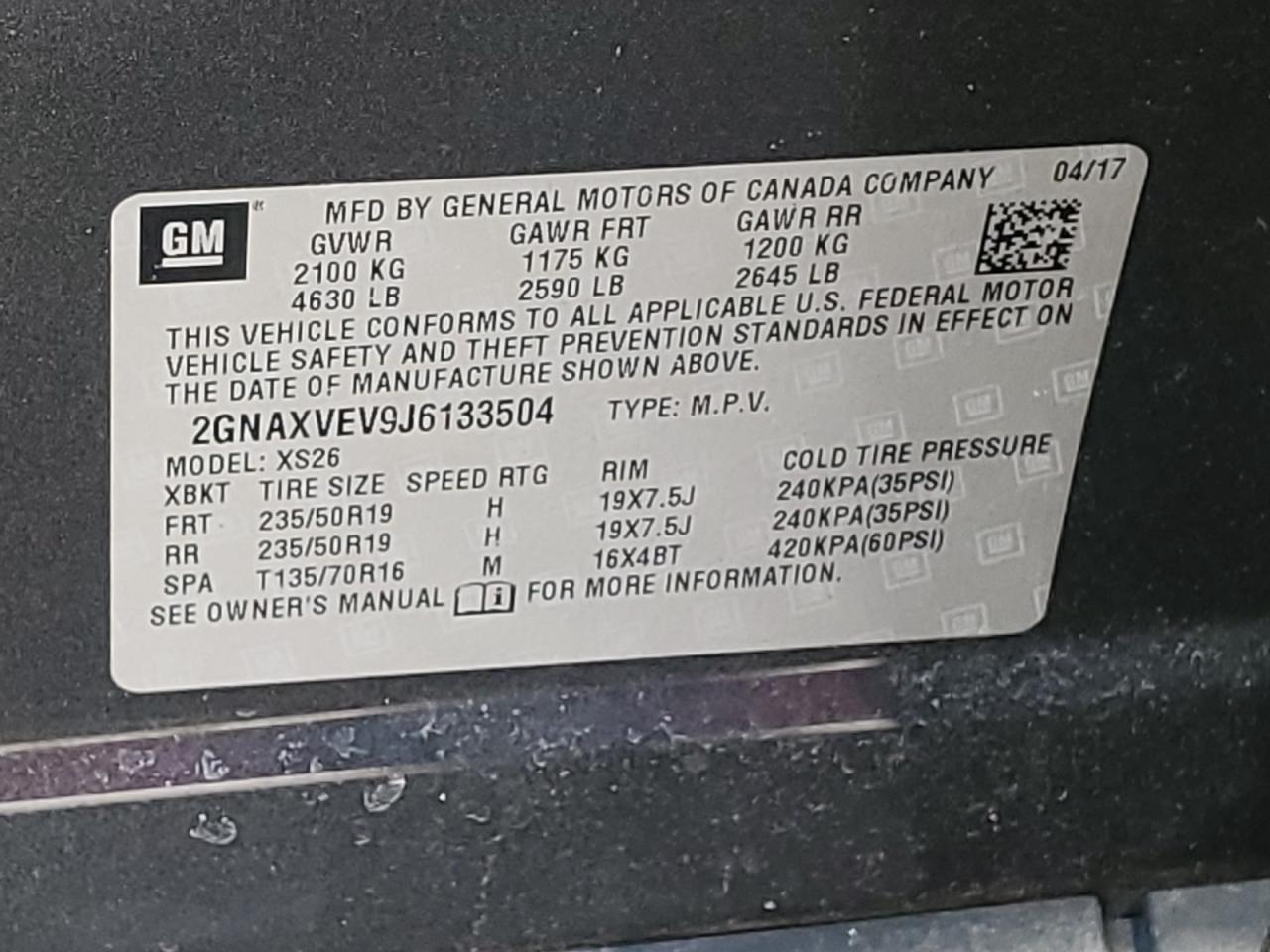 Photo 11 VIN: 2GNAXVEV9J6133504 - CHEVROLET EQUINOX 