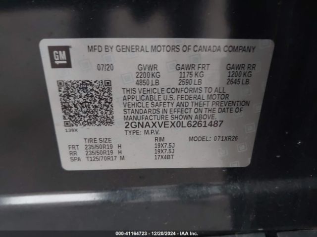 Photo 8 VIN: 2GNAXVEX0L6261487 - CHEVROLET EQUINOX 