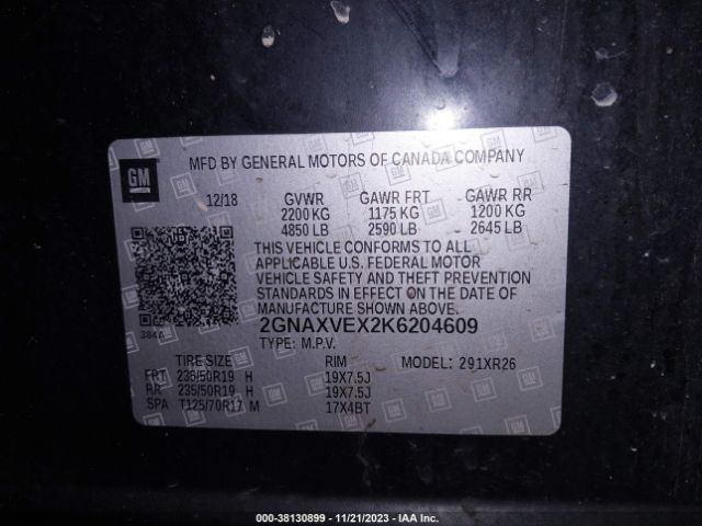 Photo 8 VIN: 2GNAXVEX2K6204609 - CHEVROLET EQUINOX 