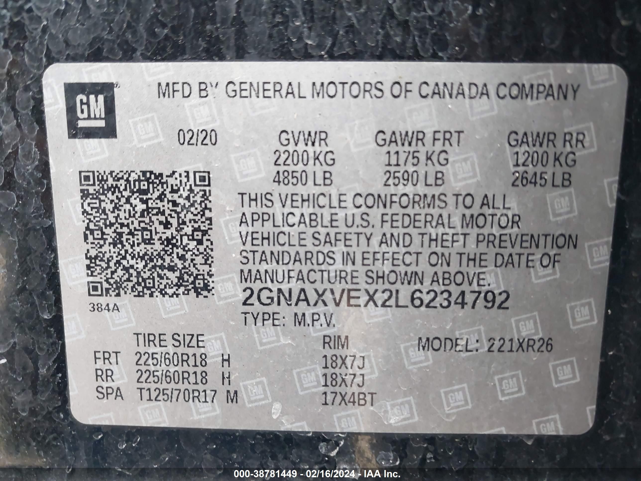 Photo 8 VIN: 2GNAXVEX2L6234792 - CHEVROLET EQUINOX 