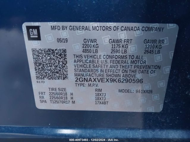 Photo 8 VIN: 2GNAXVEX9K6290596 - CHEVROLET EQUINOX 