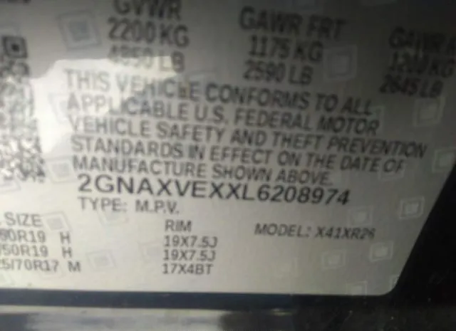 Photo 8 VIN: 2GNAXVEXXL6208974 - CHEVROLET EQUINOX 