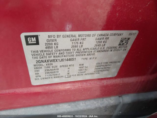 Photo 8 VIN: 2GNAXWEX1J6144651 - CHEVROLET EQUINOX 