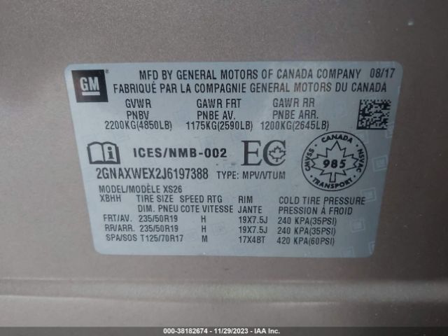 Photo 8 VIN: 2GNAXWEX2J6197388 - CHEVROLET EQUINOX 