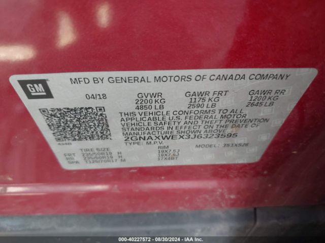 Photo 8 VIN: 2GNAXWEX3J6323595 - CHEVROLET EQUINOX 