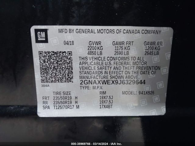 Photo 8 VIN: 2GNAXWEX9J6329644 - CHEVROLET EQUINOX 