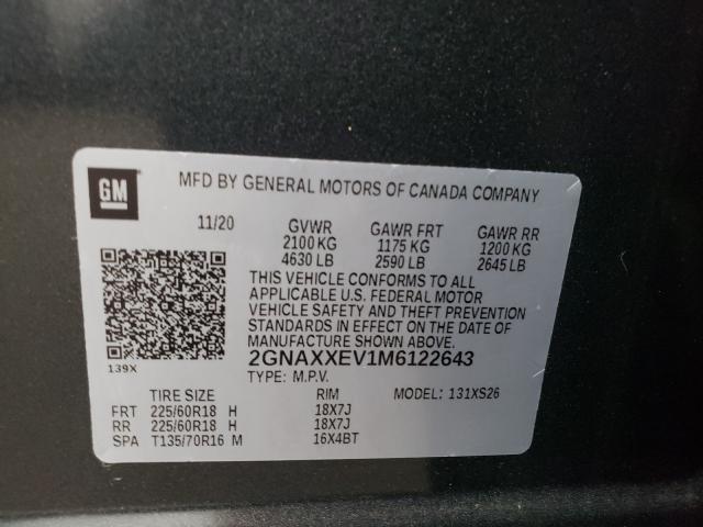 Photo 9 VIN: 2GNAXXEV1M6122643 - CHEVROLET EQUINOX 