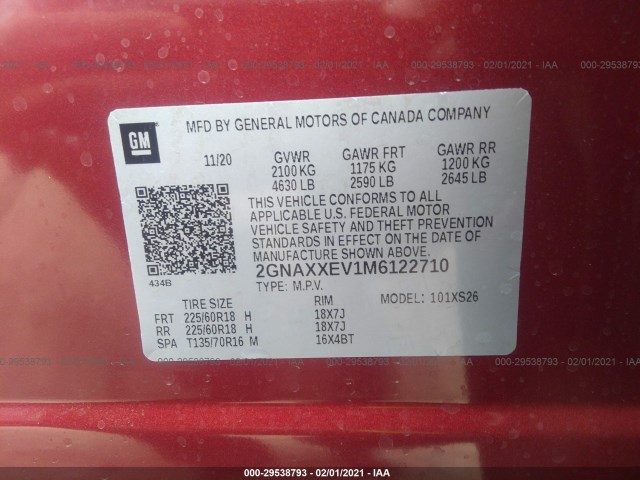 Photo 8 VIN: 2GNAXXEV1M6122710 - CHEVROLET EQUINOX 