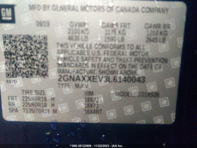 Photo 8 VIN: 2GNAXXEV3L6140043 - CHEVROLET EQUINOX 