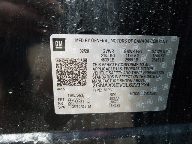 Photo 9 VIN: 2GNAXXEV3L6221334 - CHEVROLET EQUINOX PR 