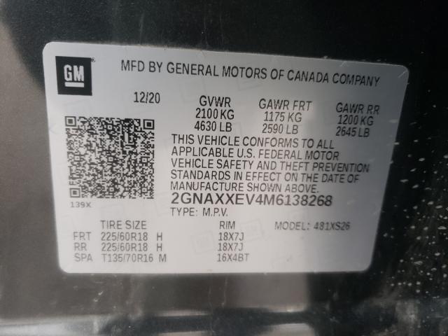 Photo 9 VIN: 2GNAXXEV4M6138268 - CHEVROLET EQUINOX PR 