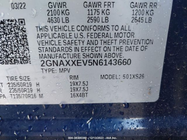 Photo 8 VIN: 2GNAXXEV5N6143660 - CHEVROLET EQUINOX 