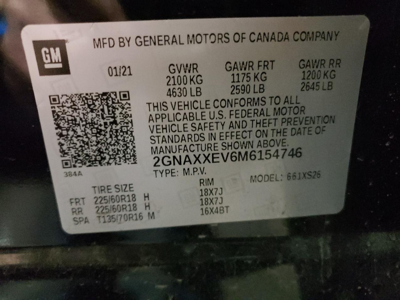 Photo 11 VIN: 2GNAXXEV6M6154746 - CHEVROLET EQUINOX 