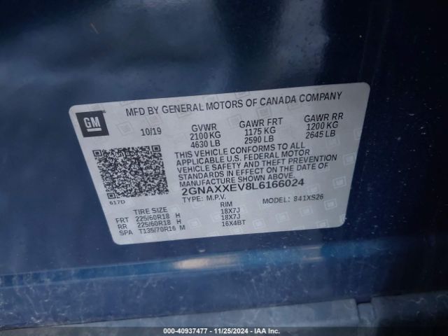 Photo 8 VIN: 2GNAXXEV8L6166024 - CHEVROLET EQUINOX 