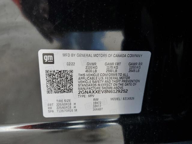 Photo 9 VIN: 2GNAXXEV8N6129252 - CHEVROLET EQUINOX PR 