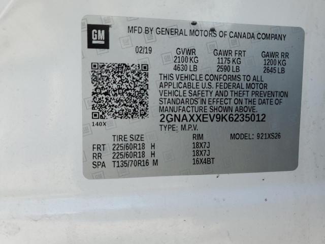 Photo 11 VIN: 2GNAXXEV9K6235012 - CHEVROLET EQUINOX 