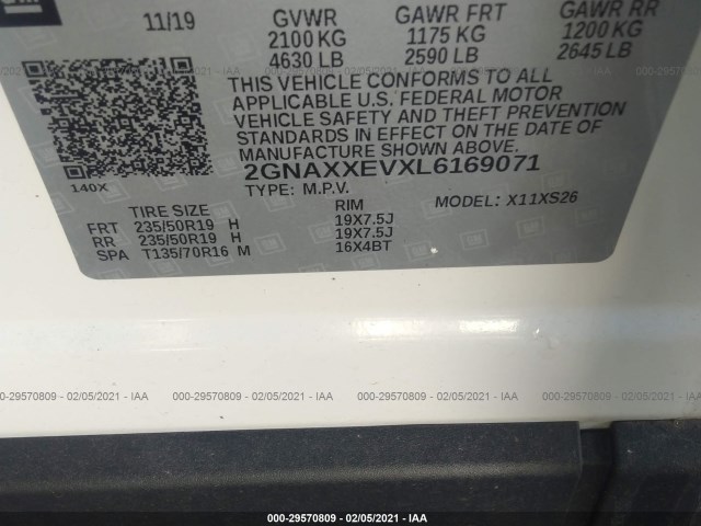 Photo 8 VIN: 2GNAXXEVXL6169071 - CHEVROLET EQUINOX 