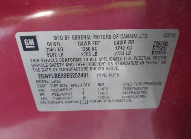 Photo 8 VIN: 2GNFLBE33E6253481 - CHEVROLET EQUINOX 