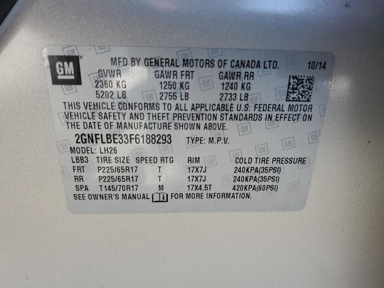 Photo 13 VIN: 2GNFLBE33F6188293 - CHEVROLET EQUINOX 