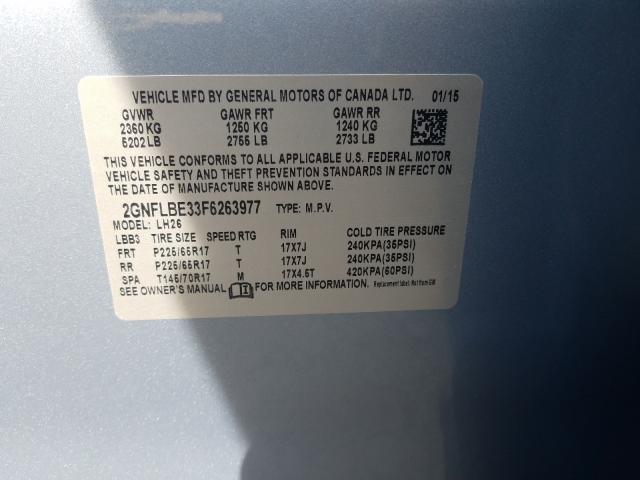 Photo 9 VIN: 2GNFLBE33F6263977 - CHEVROLET EQUINOX LT 