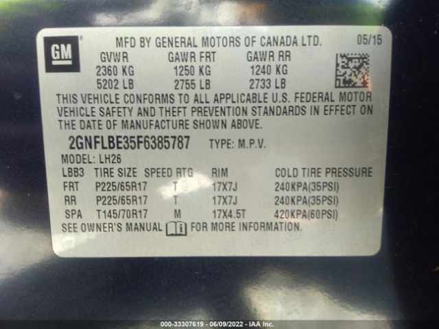 Photo 8 VIN: 2GNFLBE35F6385787 - CHEVROLET EQUINOX 