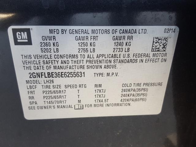 Photo 9 VIN: 2GNFLBE36E6255631 - CHEVROLET EQUINOX LT 