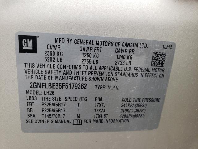 Photo 9 VIN: 2GNFLBE36F6179362 - CHEVROLET EQUINOX LT 