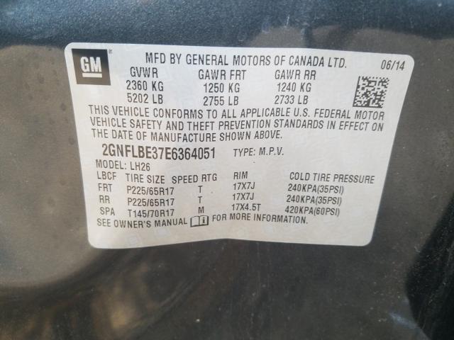 Photo 9 VIN: 2GNFLBE37E6364051 - CHEVROLET EQUINOX LT 