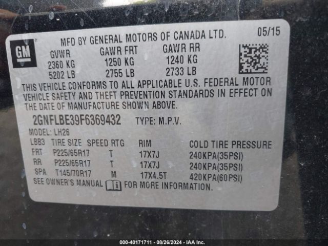 Photo 8 VIN: 2GNFLBE39F6369432 - CHEVROLET EQUINOX 