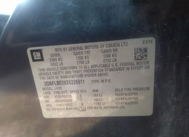 Photo 8 VIN: 2GNFLBE3XE6226911 - CHEVROLET EQUINOX 