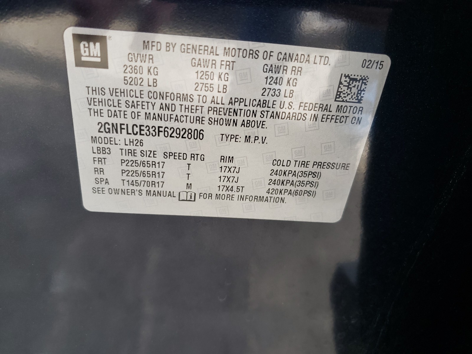 Photo 9 VIN: 2GNFLCE33F6292806 - CHEVROLET EQUINOX LT 