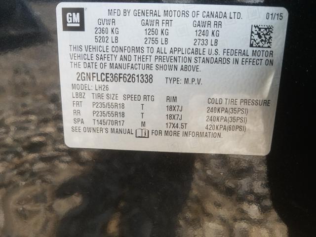 Photo 9 VIN: 2GNFLCE36F6261338 - CHEVROLET EQUINOX 