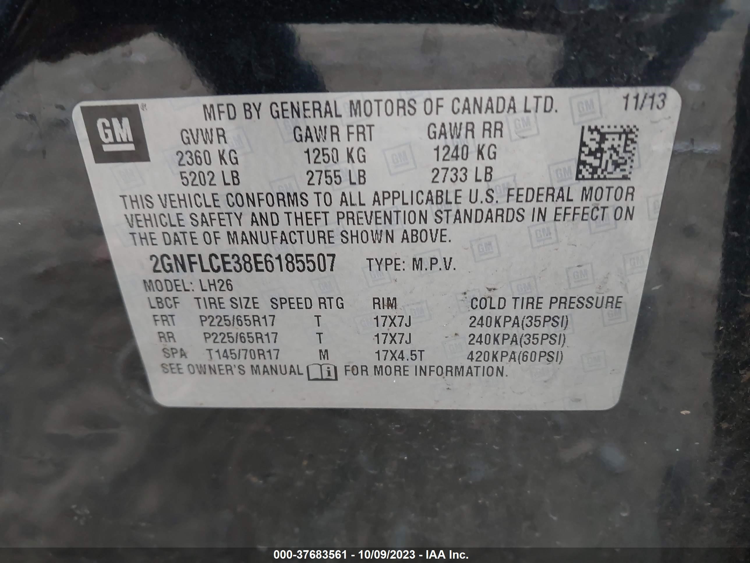 Photo 8 VIN: 2GNFLCE38E6185507 - CHEVROLET EQUINOX 