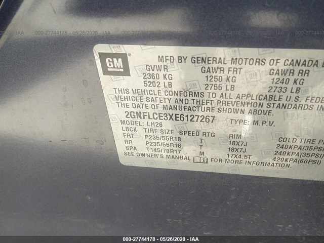 Photo 8 VIN: 2GNFLCE3XE6127267 - CHEVROLET EQUINOX 